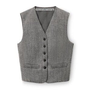NWT Alexander Wang Hotfix Bead Herringbone Vest in Gray